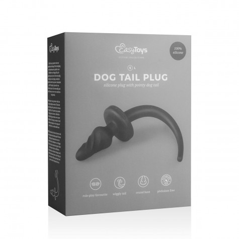 Чёрный витой анальный плаг Dog Tail Plug с хвостом