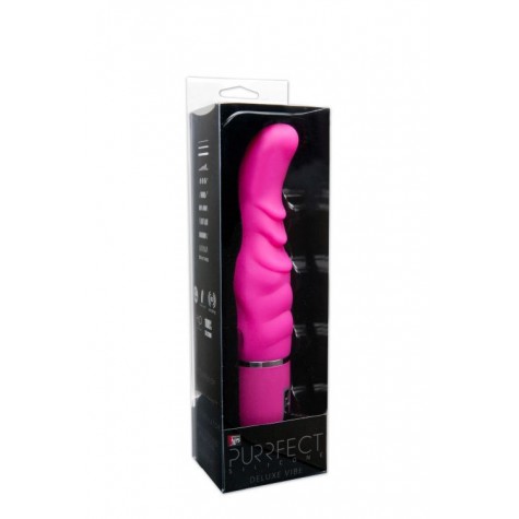 Розовый вибратор PURRFECT SILICONE DELUXE VIBE - 15 см.